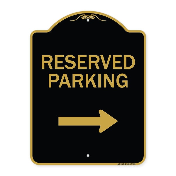 Designer Series-Reserved Parking 2, Black & Gold Heavy-Gauge Aluminum, 24" x 18", BG-1824-9765